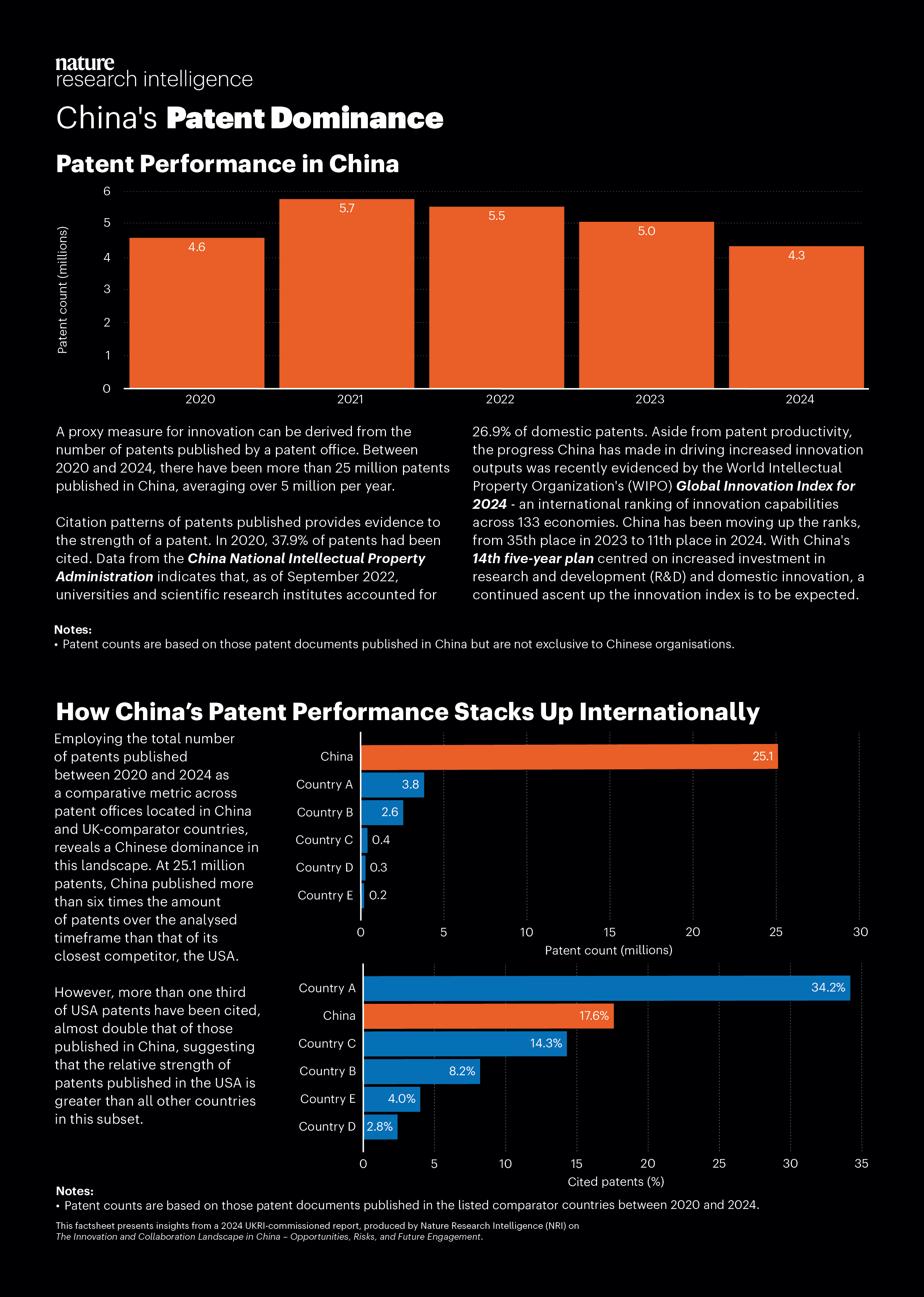 infosheet detailing China's overall patent dominance